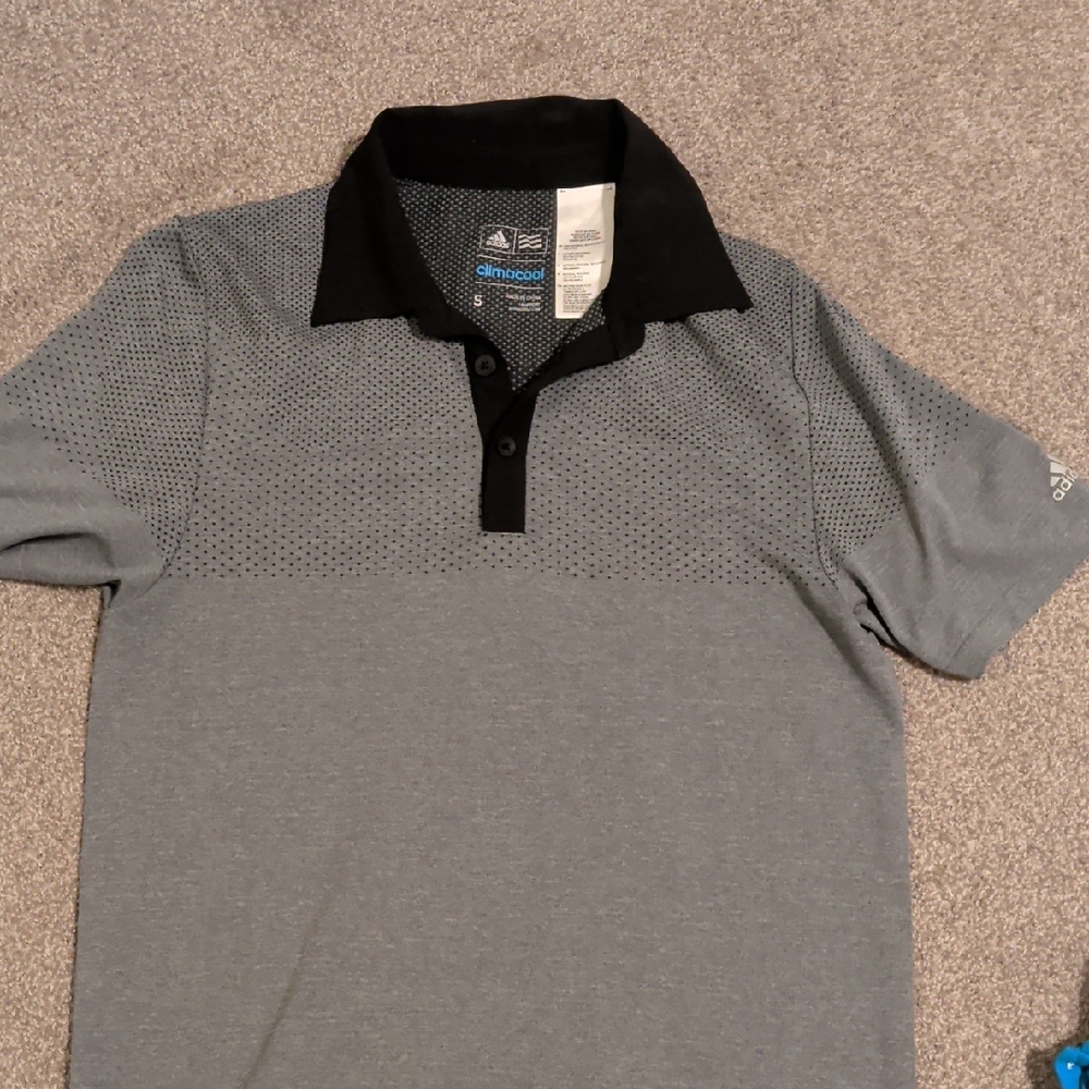 Adidas Men's Black and Gray Polo Shirt